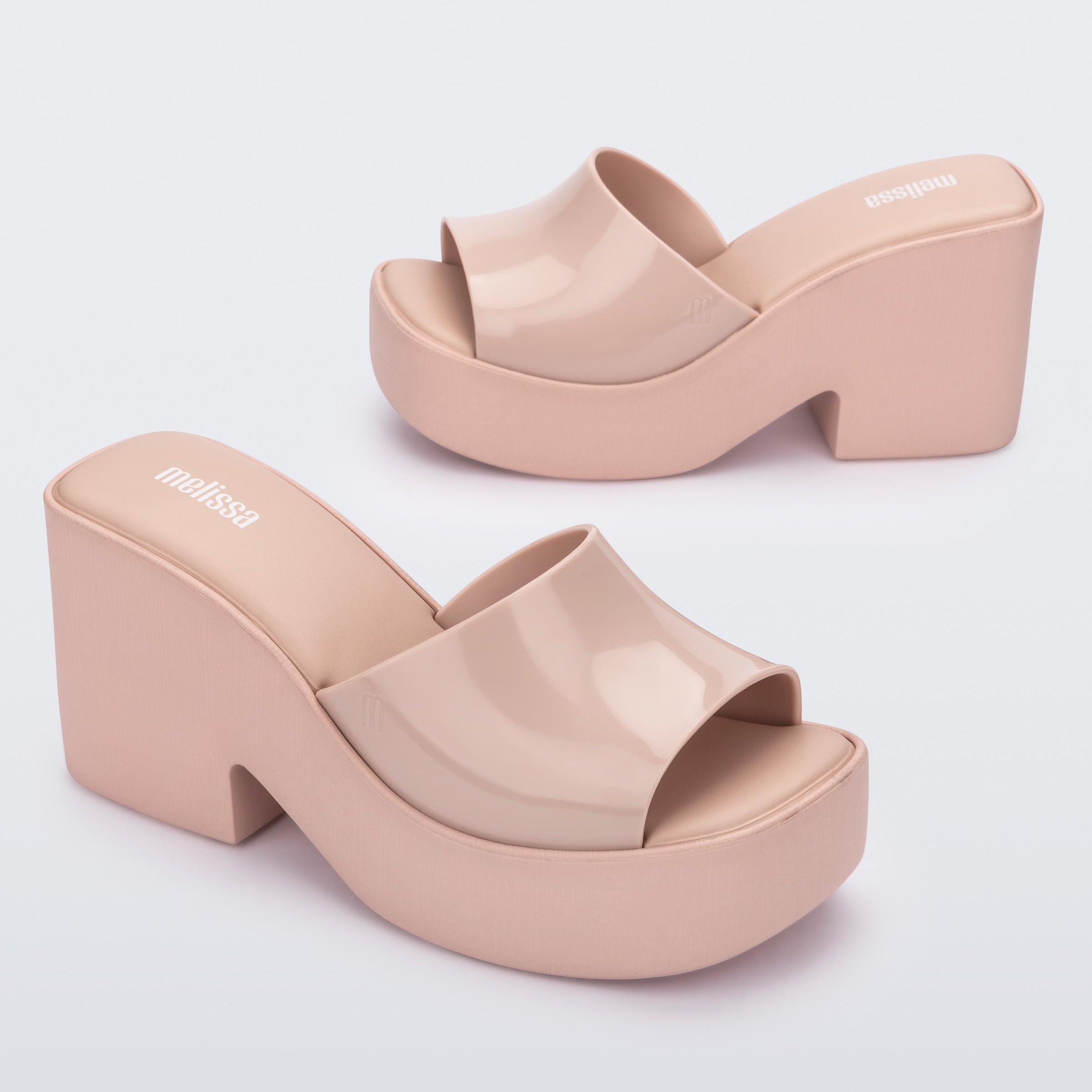 Melissa Posh AD Soft Pink Klapki Damskie Na Obcasie Jasno Różowe
