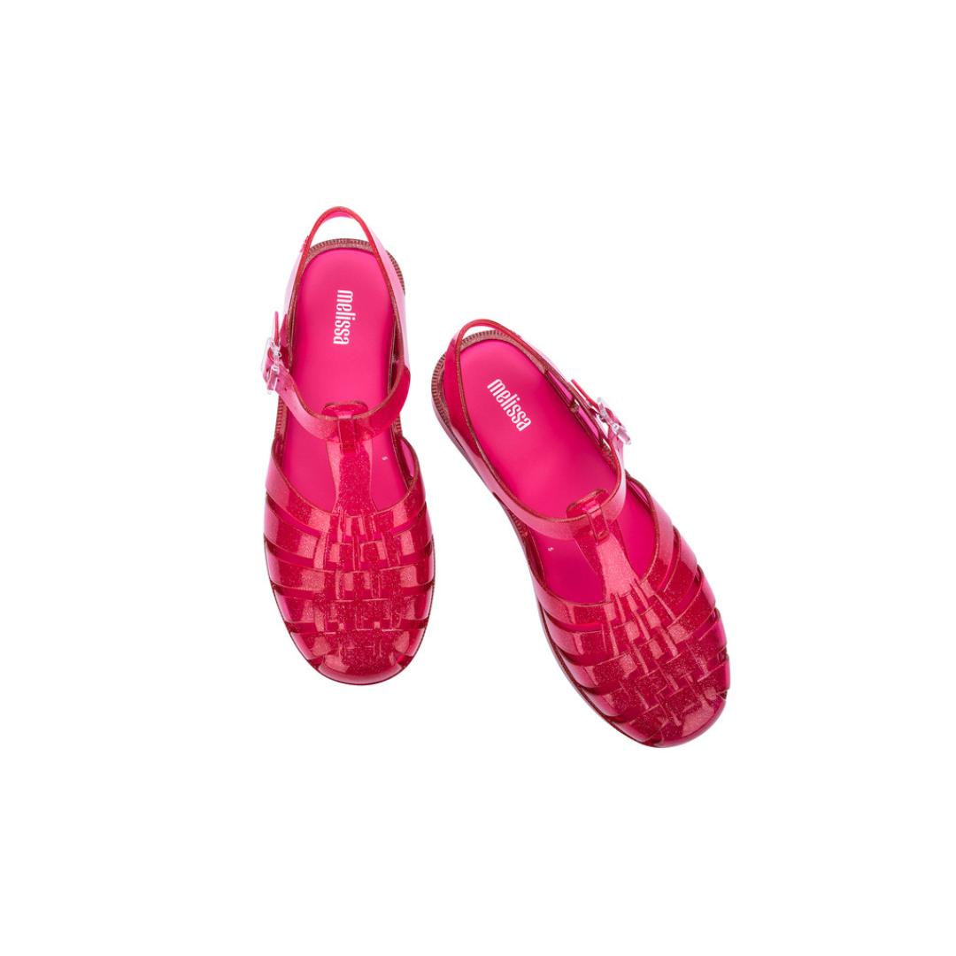 Melissa Possession Final De Ano Ad Fucsia Glitter Sandały Damskie Fuksjowe Brokat