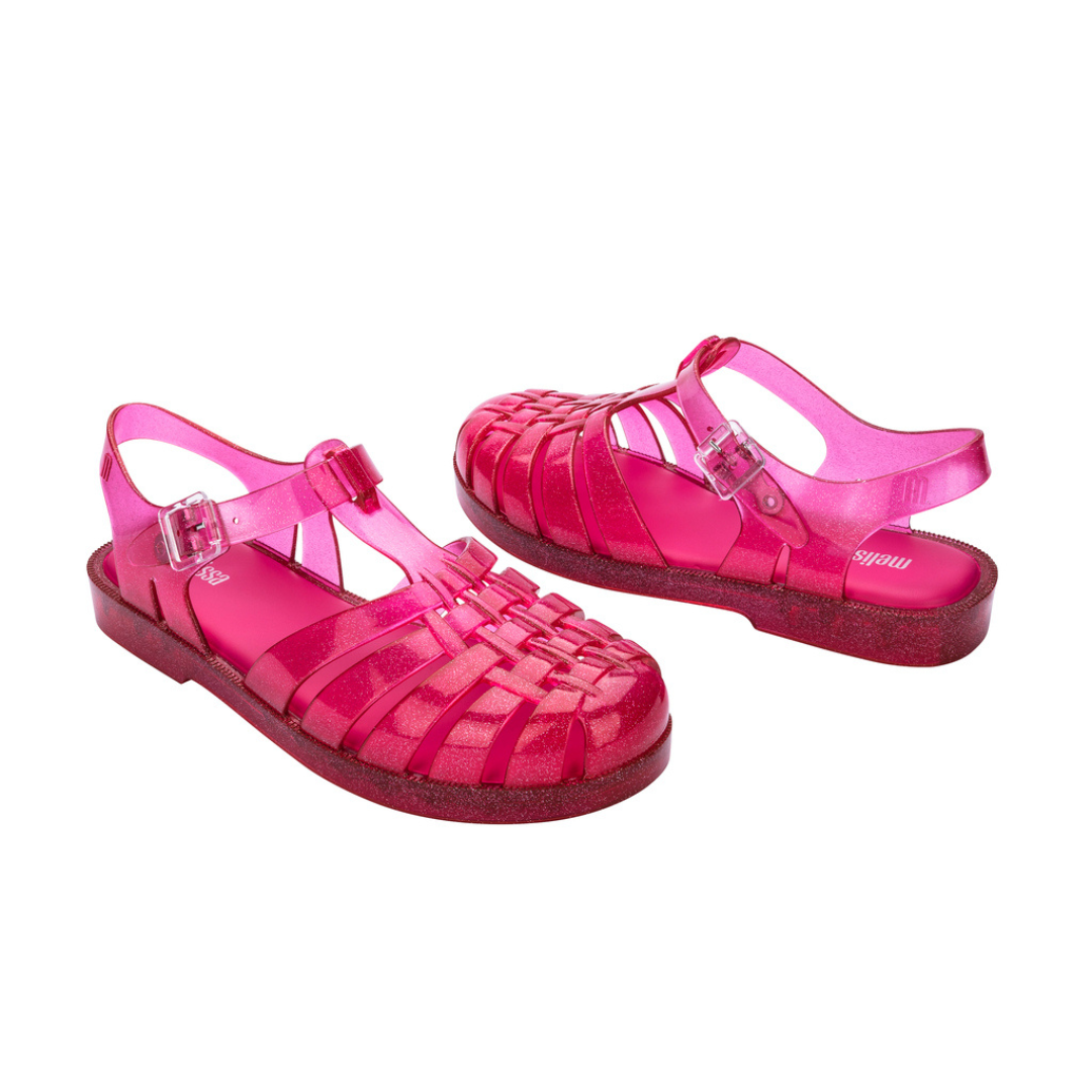 Melissa Possession Final De Ano Ad Fucsia Glitter Sandały Damskie Fuksjowe Brokat