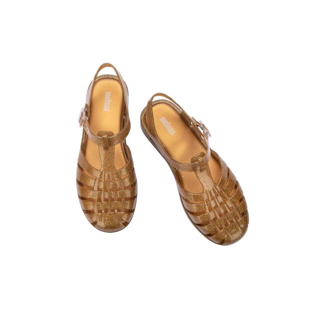 Melissa Possession Final De Ano Ad Gold Glitter Sandały Damskie Złote Brokat