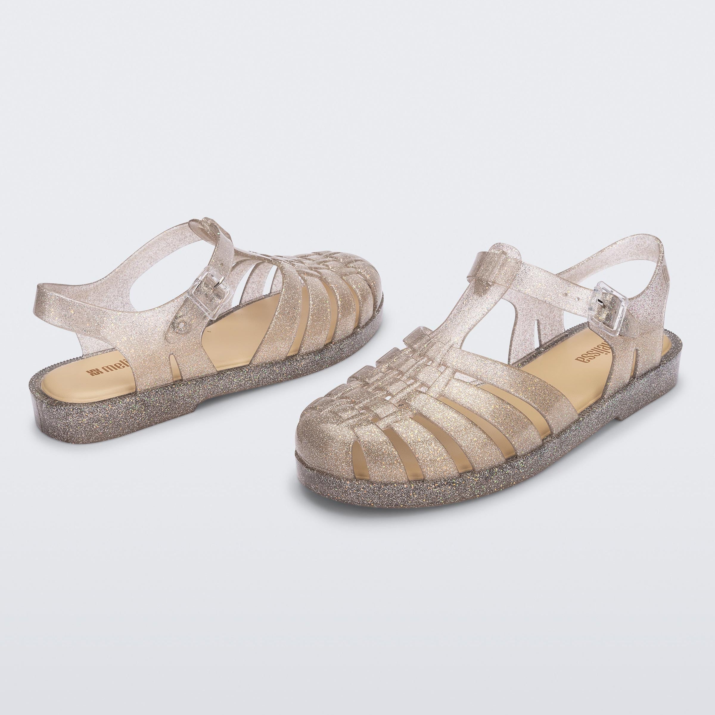 Melissa Possession Shiny AD Beige Silver Glitter Sandały Damskie Beżowe Srebrne Brokat