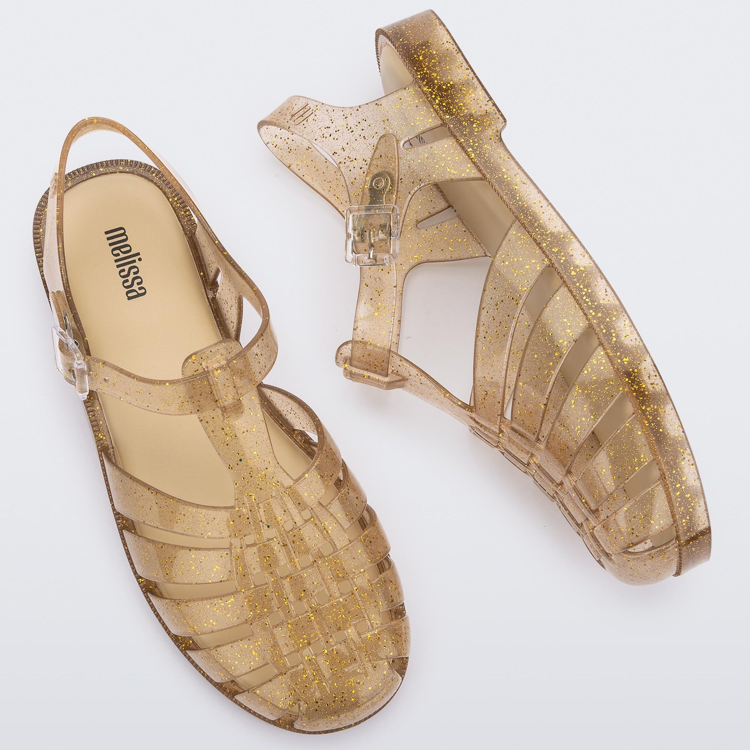 Melissa Possession Shiny AD Gold Glitter Sandały Damskie Złote Brokat
