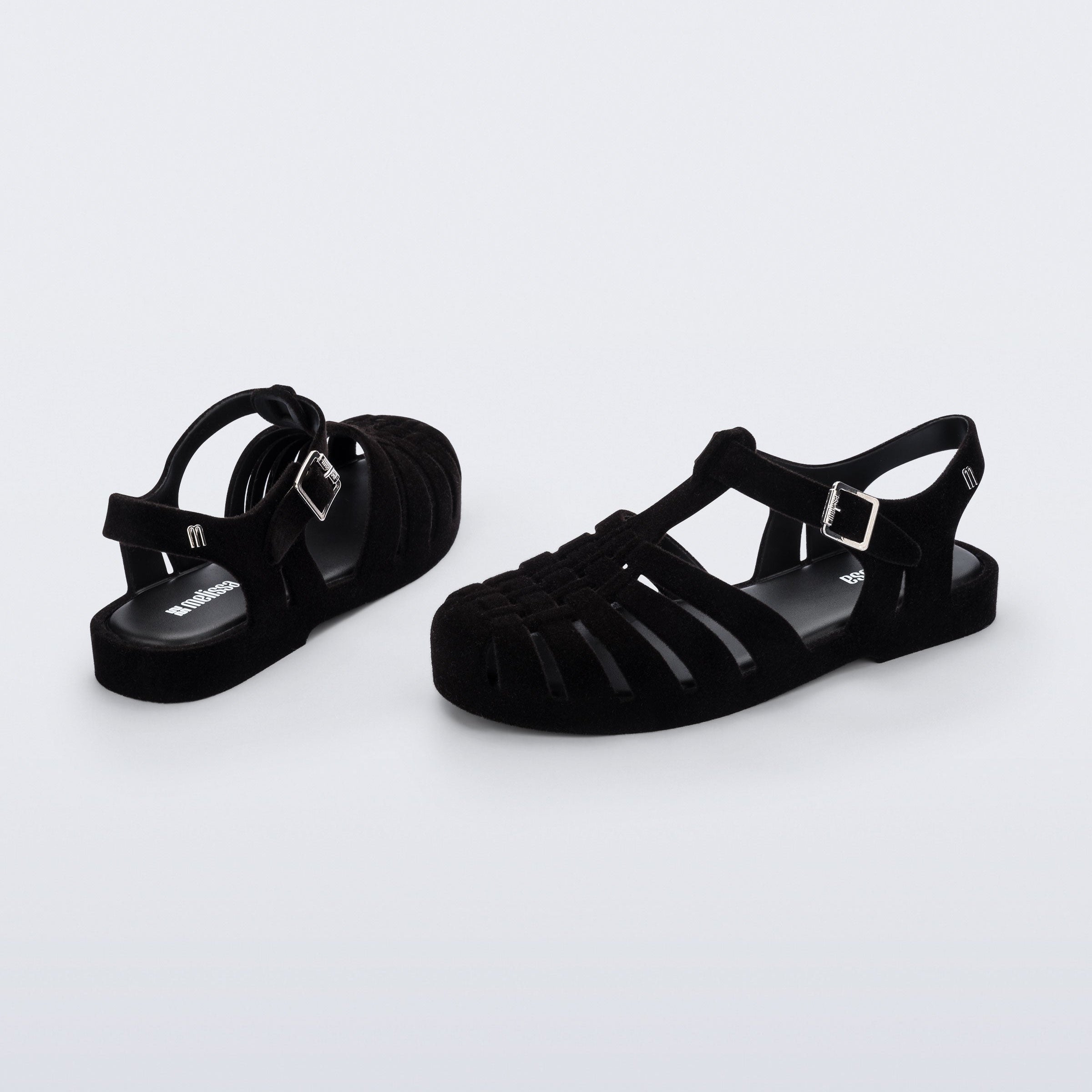 Melissa Possession Velvet II AD Black Flocked Sandały Damskie Czarne