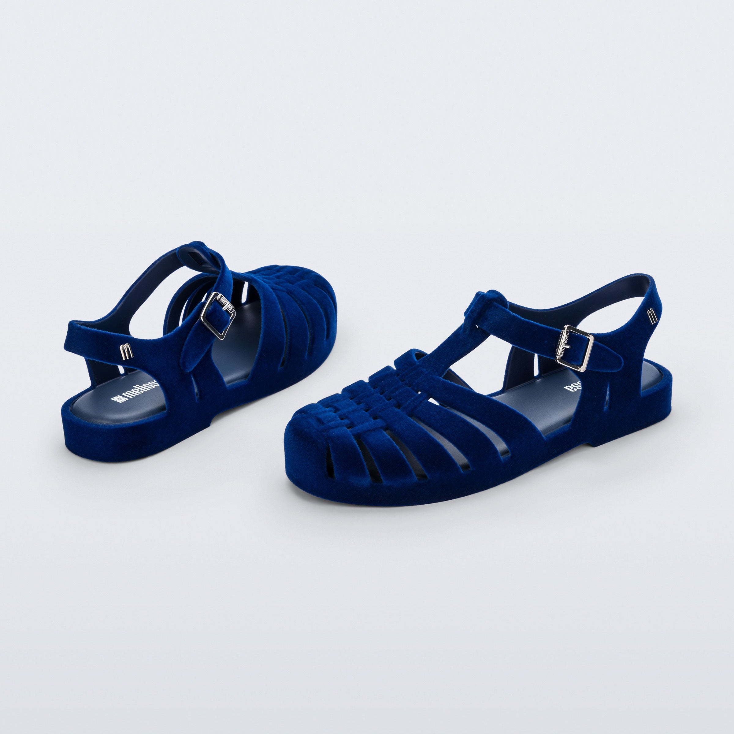 Melissa Possession Velvet II AD Blue Flocked Sandały Damskie Niebieskie