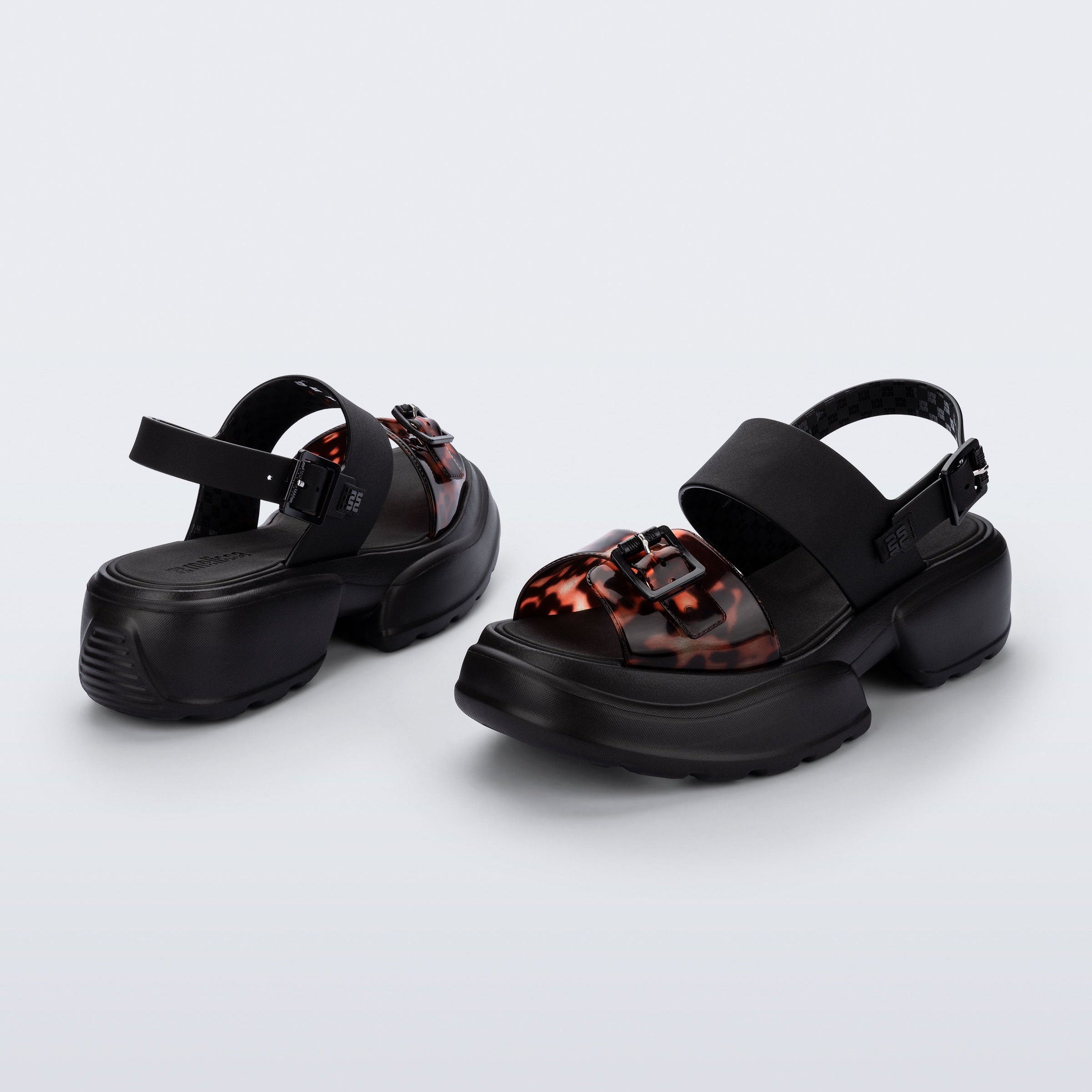 Melissa Push AD Black/ Tortoise Sandały Damskie Na Platformie Czarne