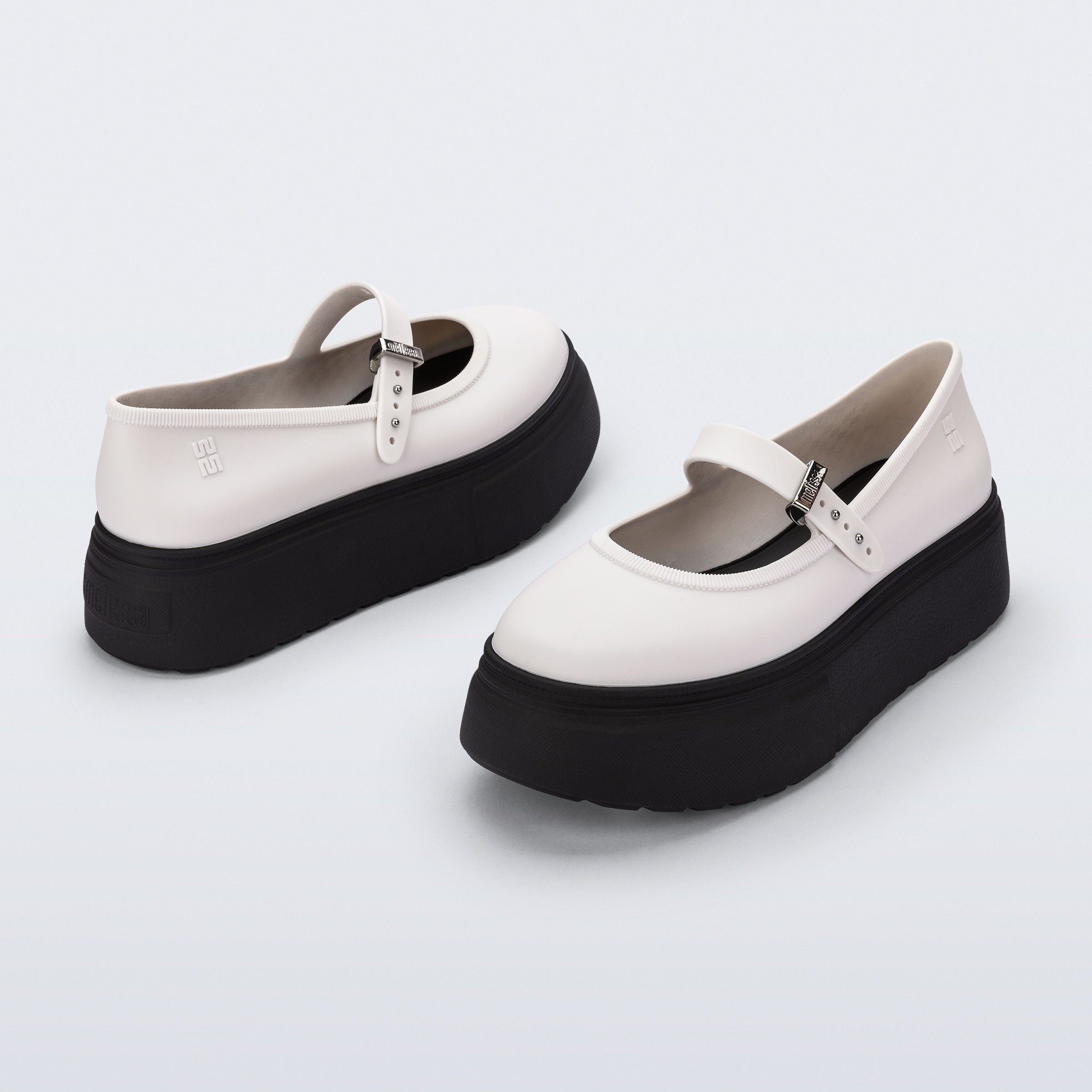 Melissa Soft Ballerina Platform AD Black / White Baleriny na Platformie Damskie Białe