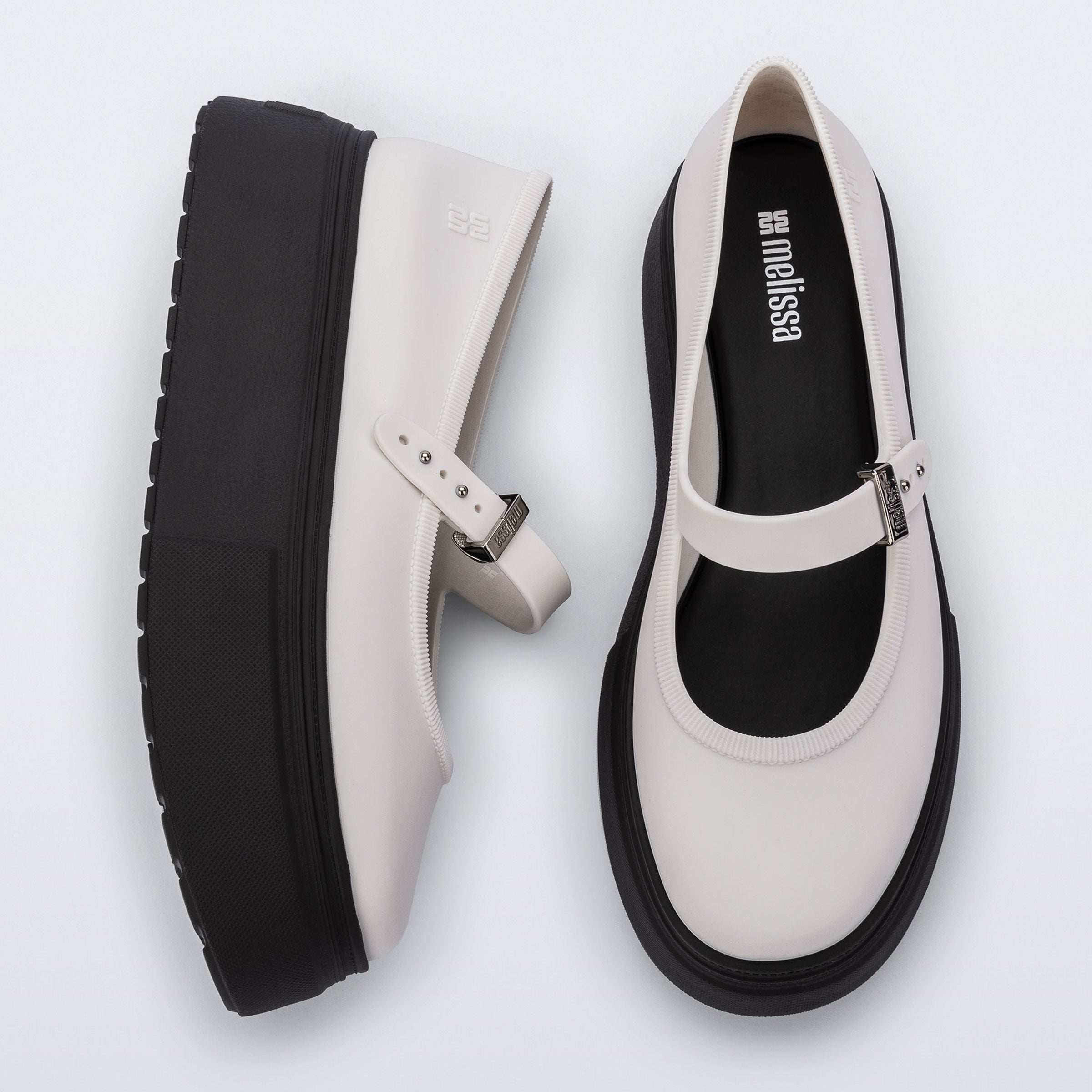 Melissa Soft Ballerina Platform AD Black / White Baleriny na Platformie Damskie Białe