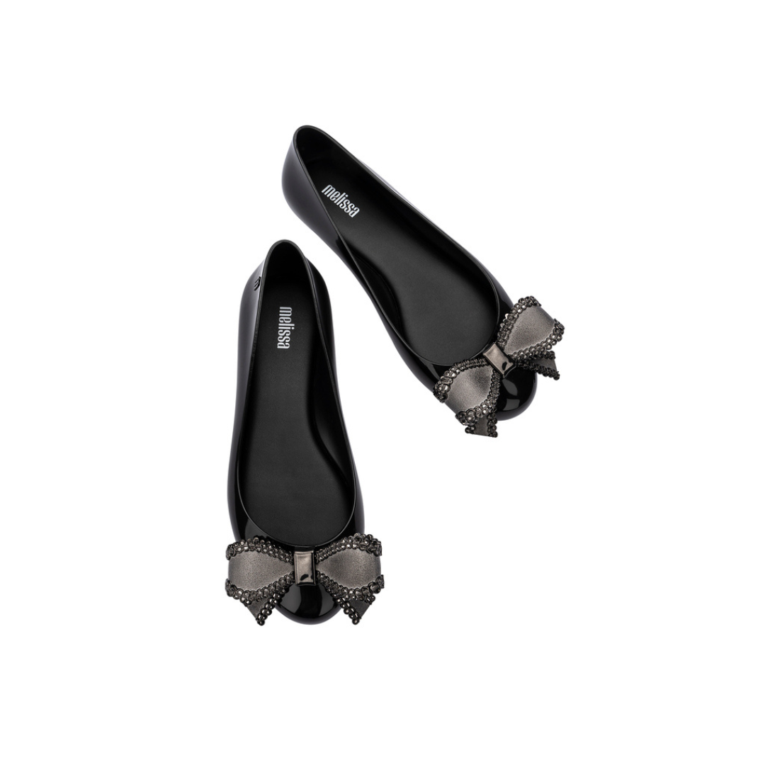 Melissa Sweet Love VIII AD Black Metallic/ Dark Grey Baleriny Damskie Czarne