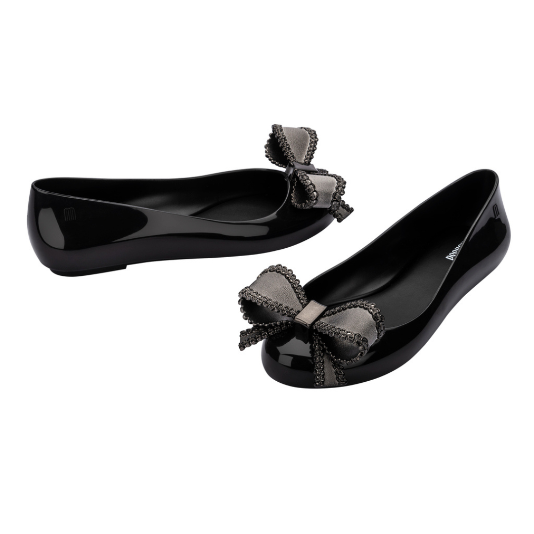 Melissa Sweet Love VIII AD Black Metallic/ Dark Grey Baleriny Damskie Czarne
