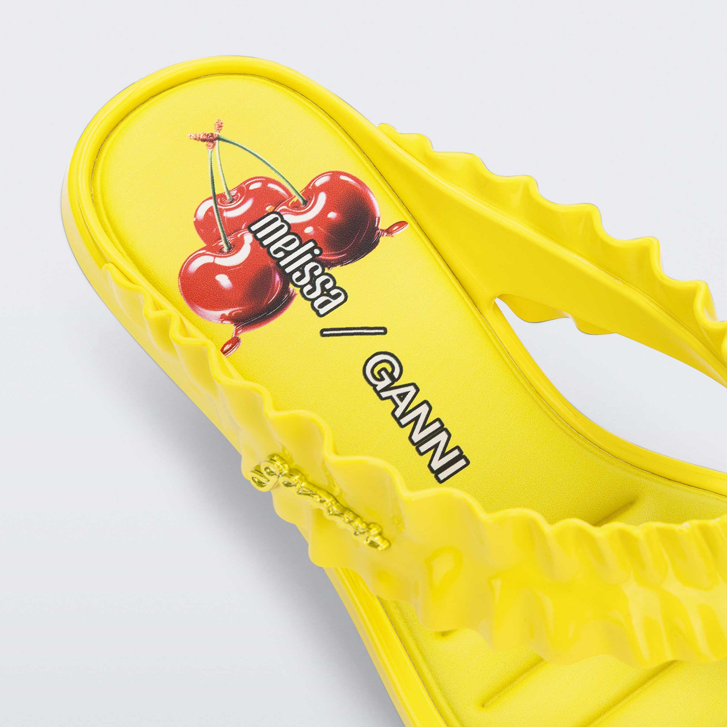 Melissa Thong Kitten Heel + Ganni AD Yellow Klapki Damskie Na Obcasie Żółte