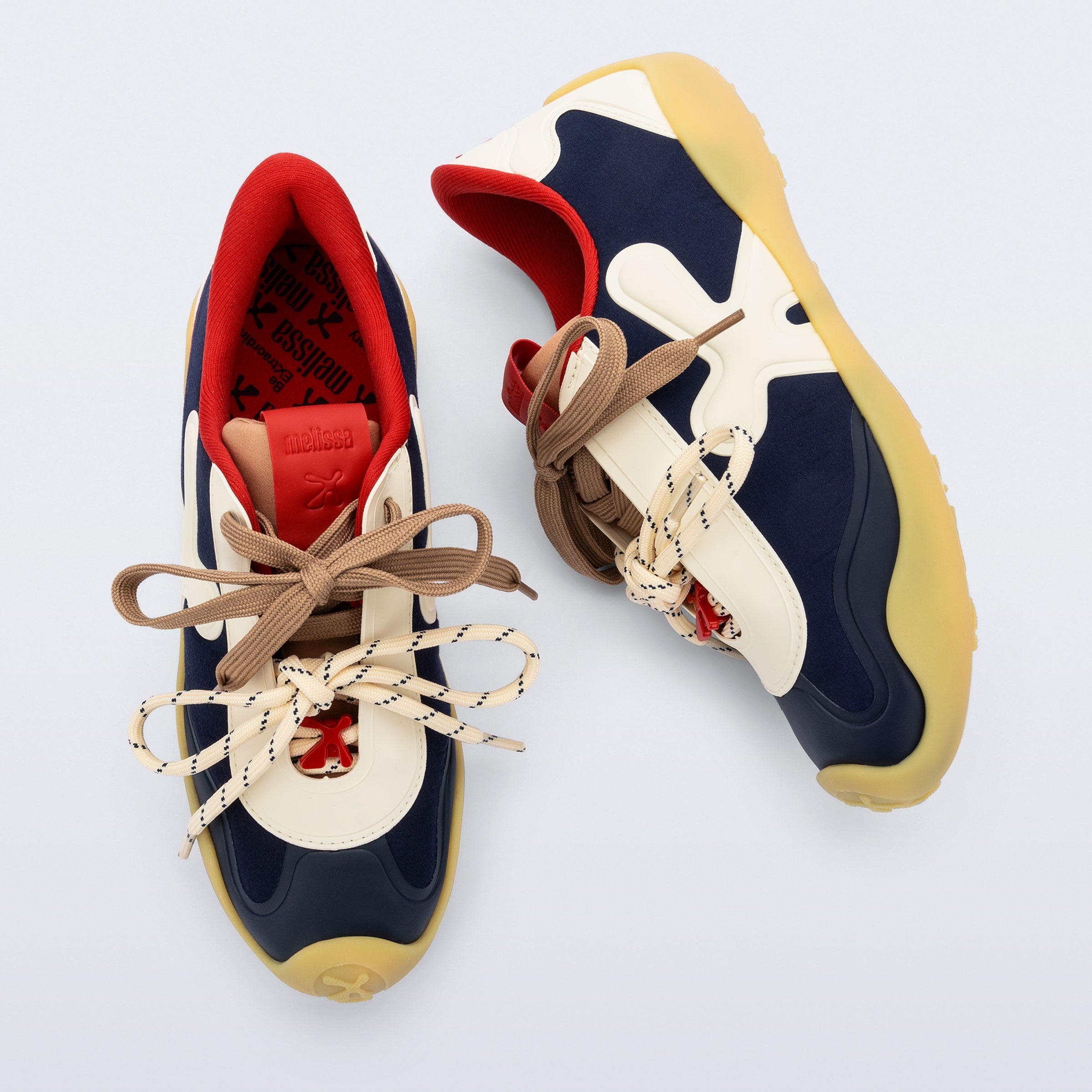 Melissa X Bend Ad Beige / Blue / Red Sneakersy Damskie Wielokolorowe