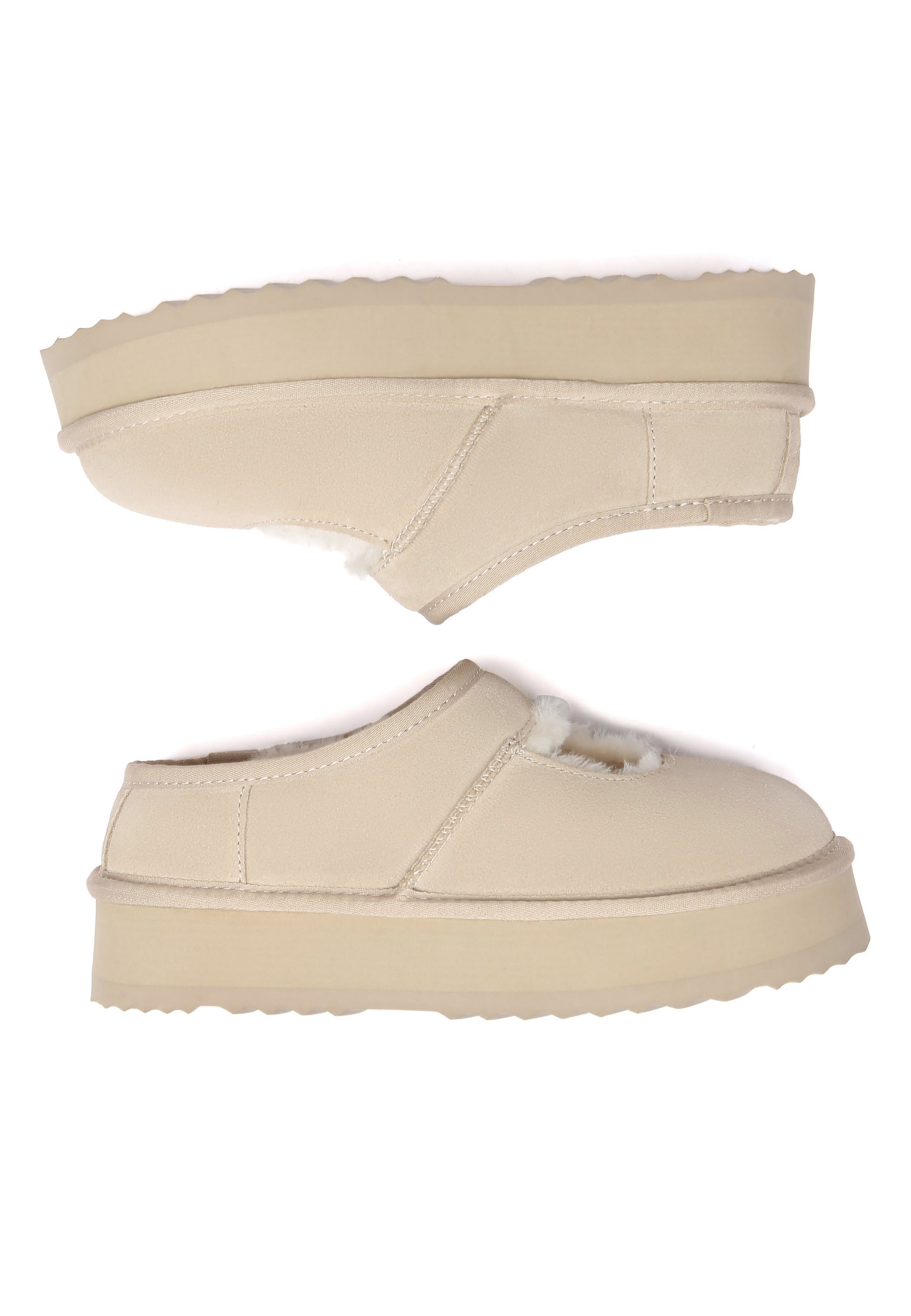 EVERAU Plumed Ankle Platform Slippers Kapcie Piaskowe