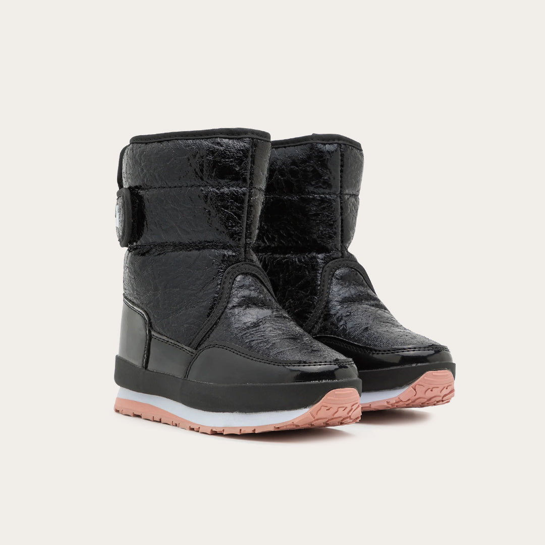 Rubber Duck - Śniegowce Dziecięce - Snow Jogger Cracked Metallic Kids - Black - Kolor Czarny