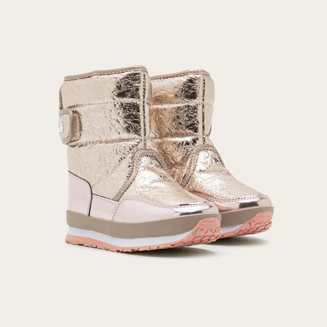 Rubber Duck - Śniegowce Damskie - Snow Jogger Cracked Metallic - Rose Gold - Kolor Różowe Złoto