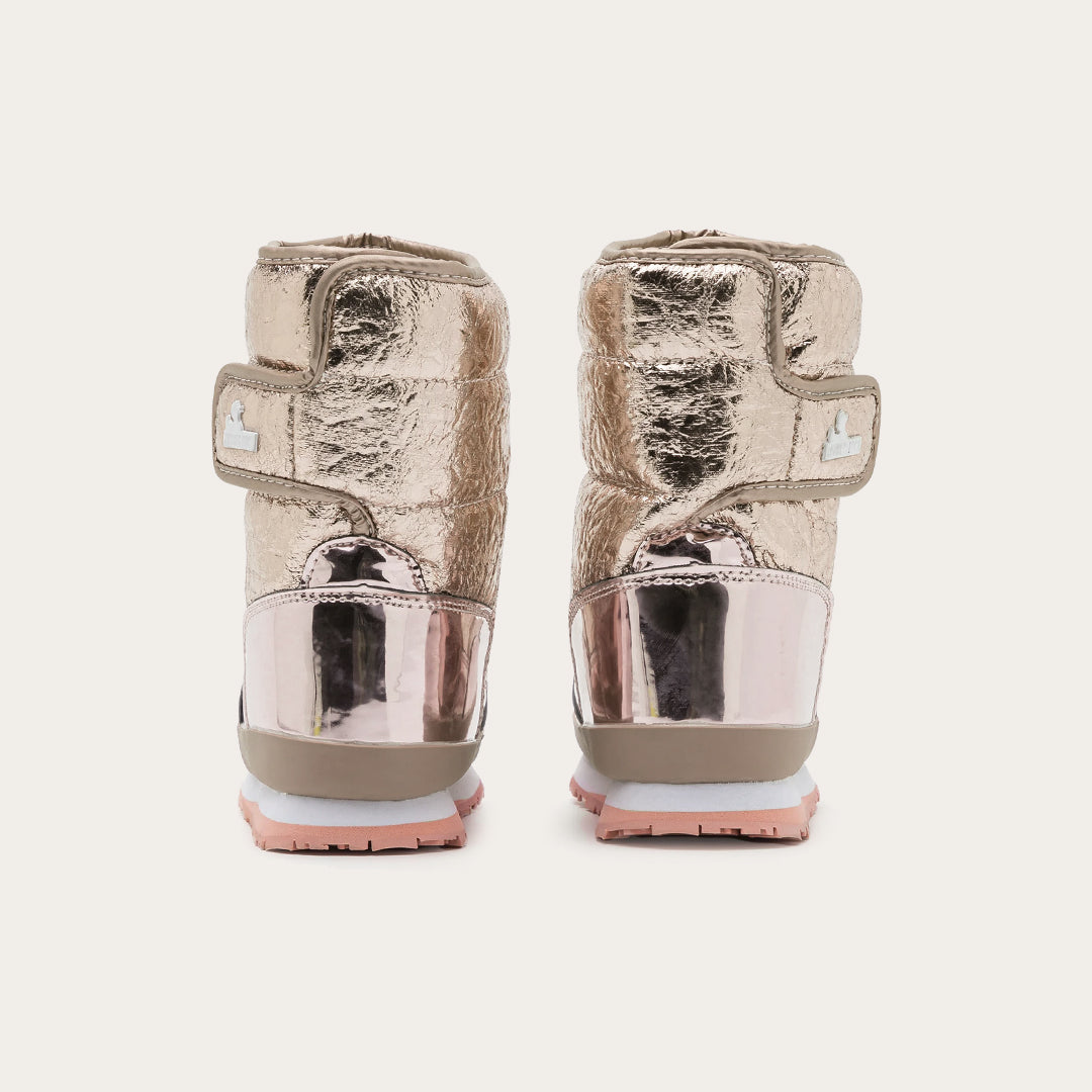 Rubber Duck - Śniegowce Damskie - Snow Jogger Cracked Metallic - Rose Gold - Kolor Różowe Złoto