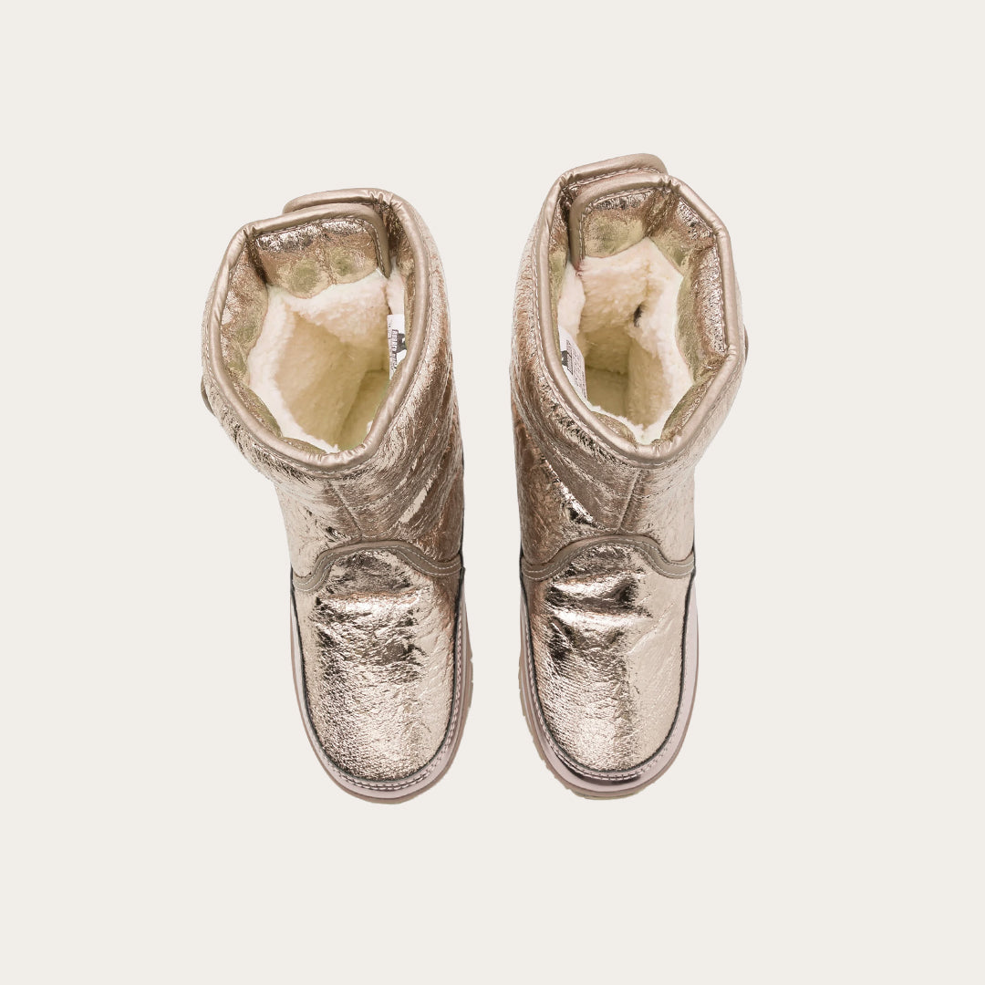 Rubber Duck - Śniegowce Dziecięce - Snow Jogger Cracked Metallic Kids - Rose Gold - Kolor Różowe Złoto