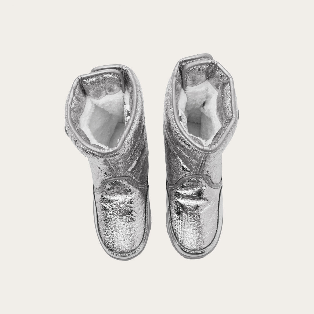 Rubber Duck - Śniegowce Dziecięce - Snow Jogger Cracked Metallic Kids - Silver - Kolor Srebrny