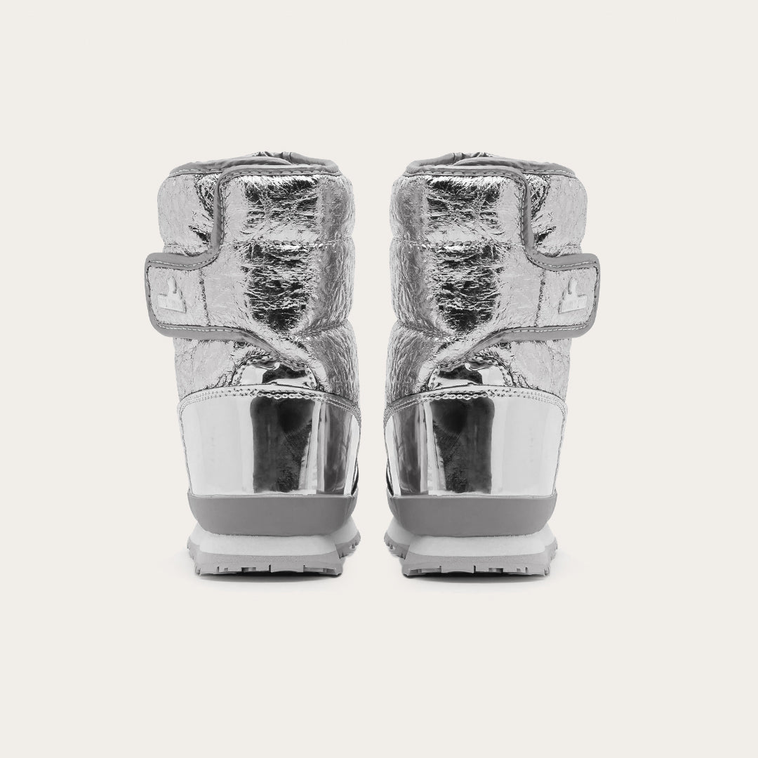 Rubber Duck - Śniegowce Dziecięce - Snow Jogger Cracked Metallic Kids - Silver - Kolor Srebrny