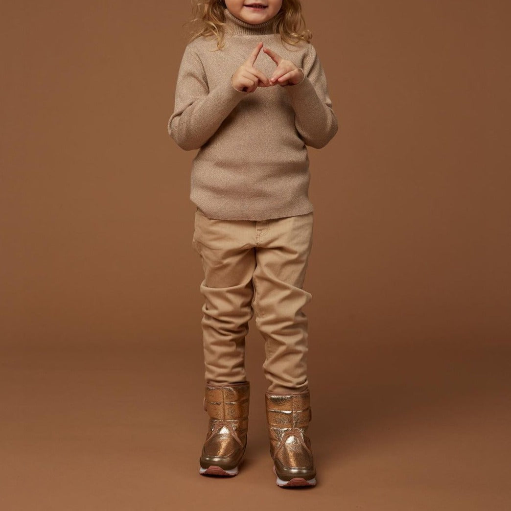 Rubber Duck - Śniegowce Dziecięce - Snow Jogger Cracked Metallic Kids - Rose Gold - Kolor Różowe Złoto