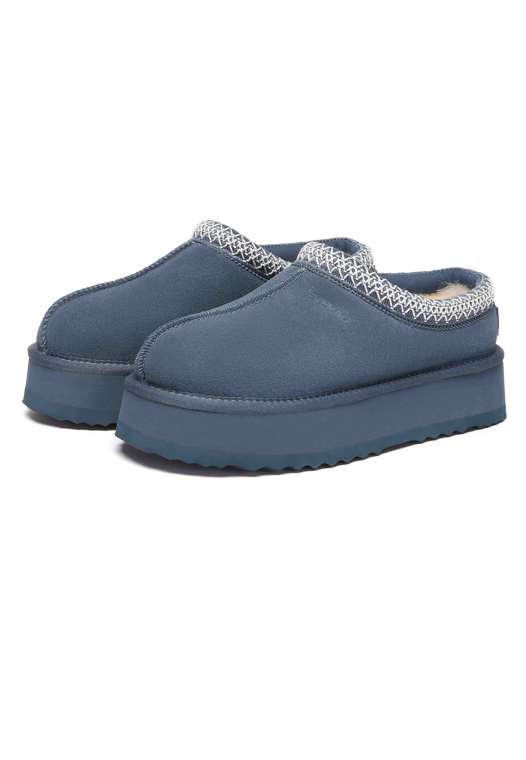 EVERAU Wonga Leather Slippers Kapcie Niebieskie