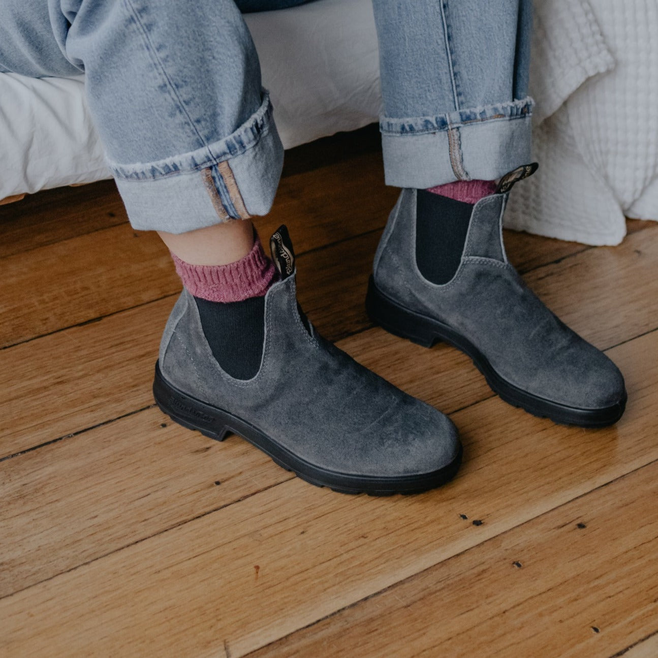 Blundstone 1910 Sztyblety Damskie Męskie Zamszowe Steel Grey Kolor Stalowy Szary