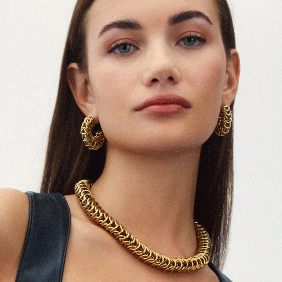 Edblad Kolczyki Palazzo Chain Hoops Gold