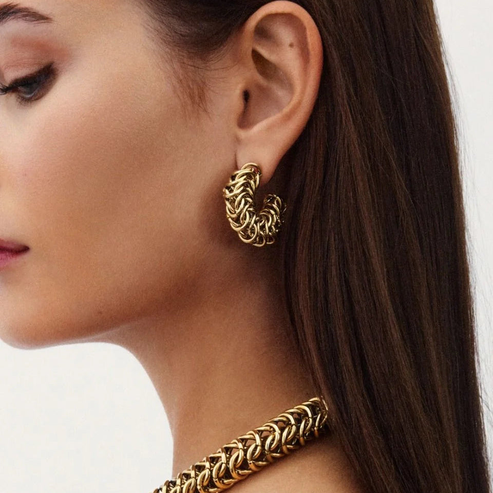 Edblad Kolczyki Palazzo Chain Hoops Gold