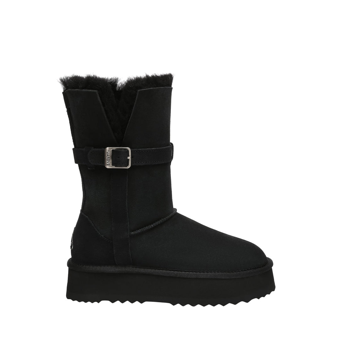 EVERAU Brush Black Platform Boots Botki Czarne