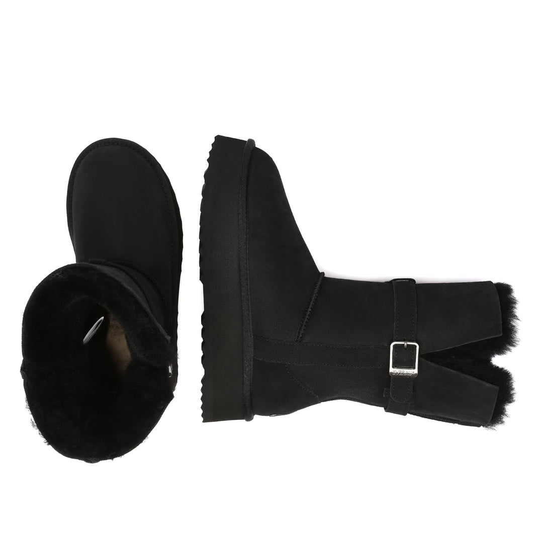 EVERAU Brush Black Platform Boots Botki Czarne