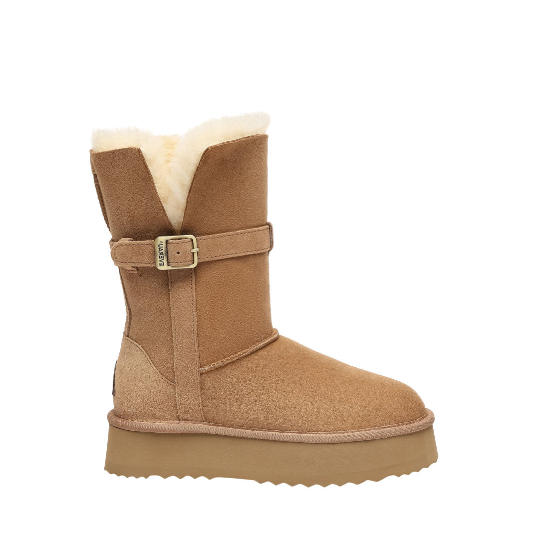 EVERAU Brush Chestnut Platform Boots Botki Brązowe
