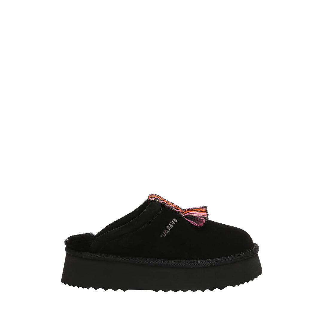EVERAU Caspian Black Platform Slippers Kapcie Czarne