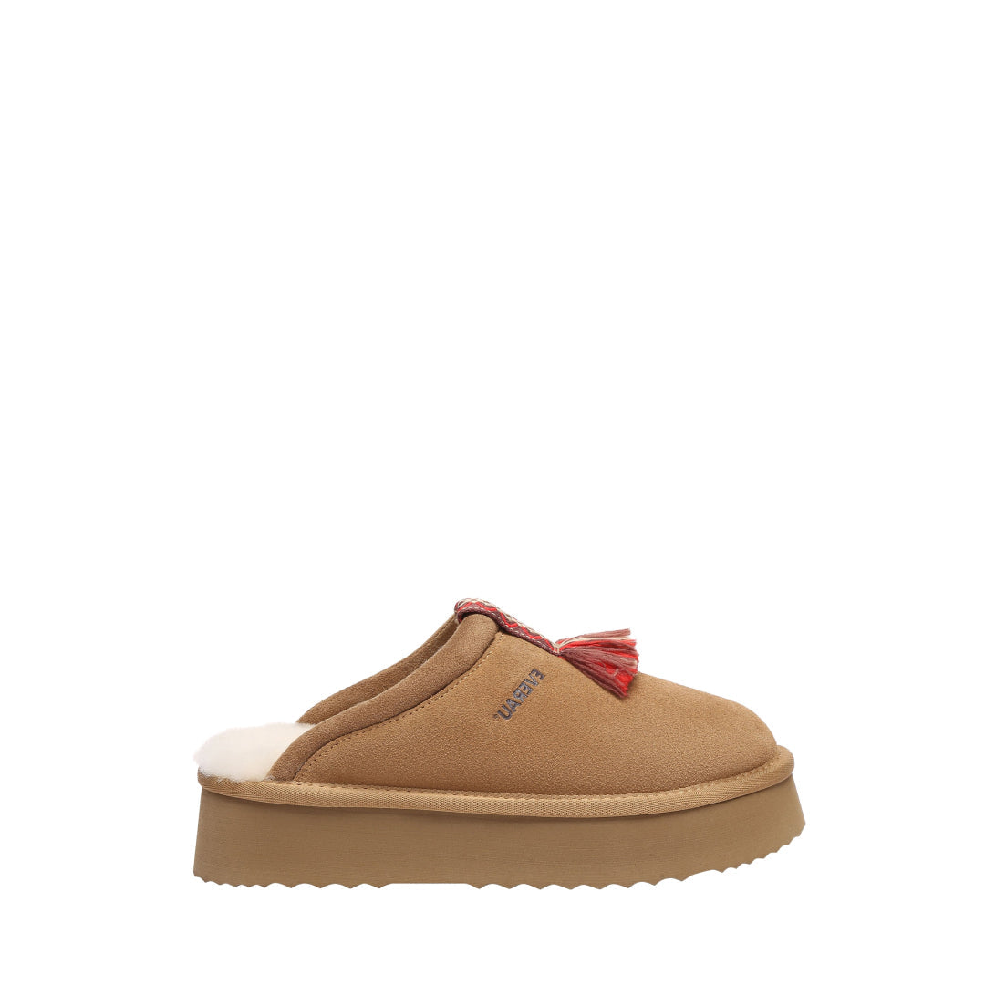 EVERAU Caspian Chestnut Platform Slippers Kapcie Brązowe