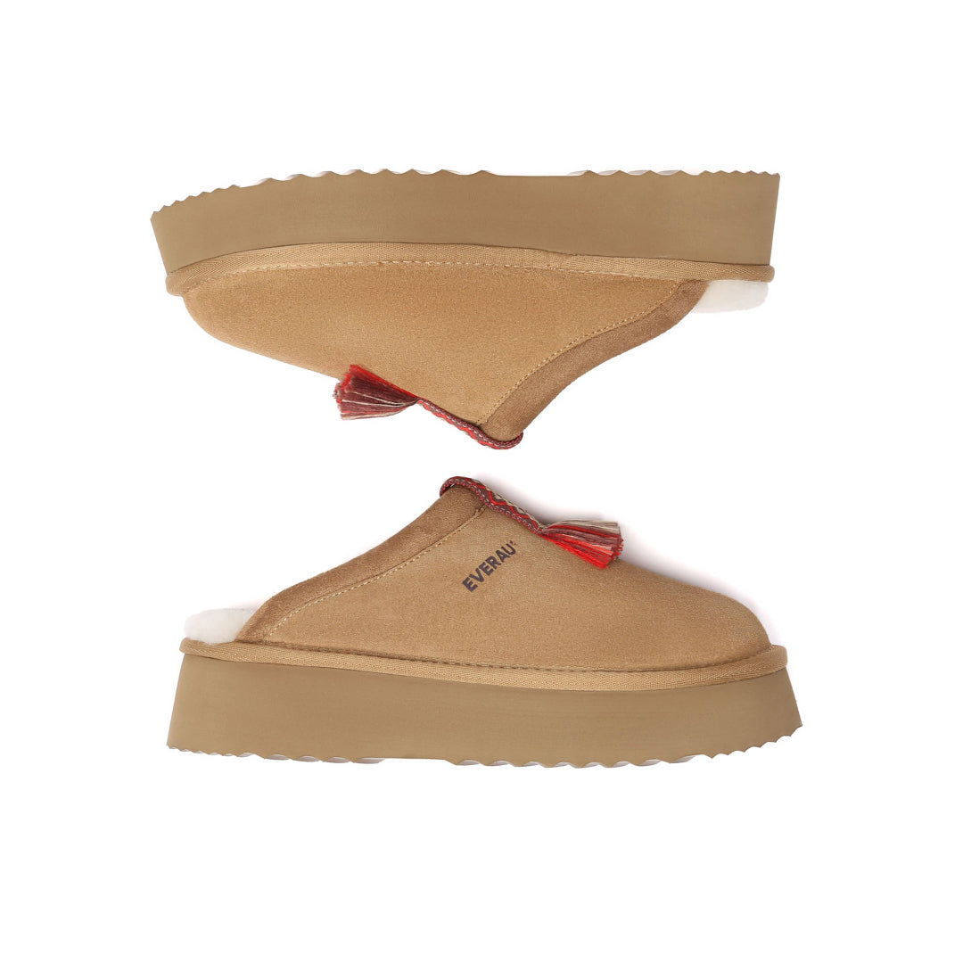 EVERAU Caspian Chestnut Platform Slippers Kapcie Brązowe