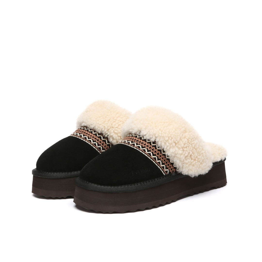 EVERAU Crake Black Platform Slippers Kapcie Czarne