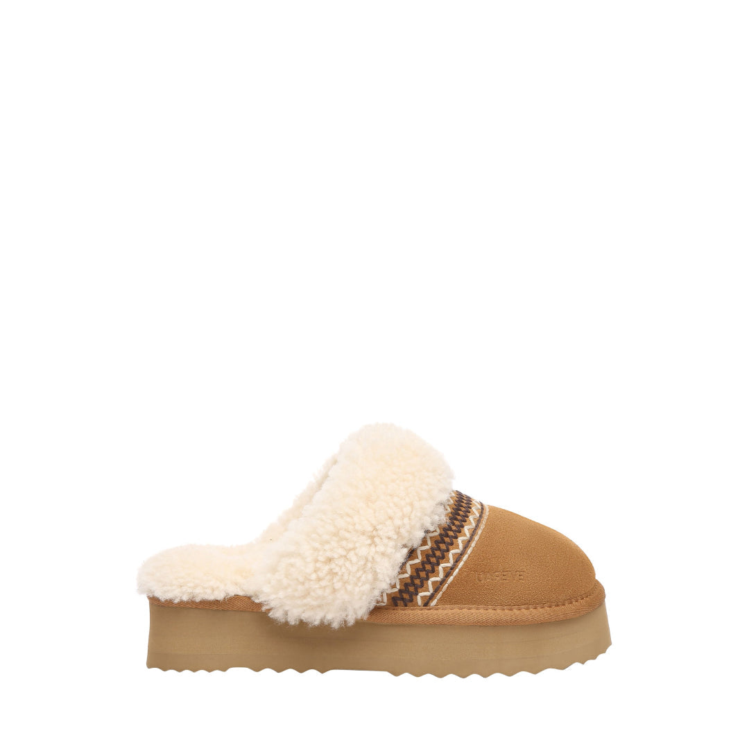 EVERAU Crake Chestnut Platform Slippers Kapcie Brązowe