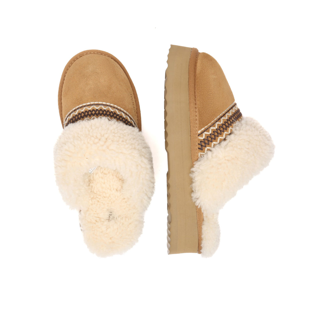 EVERAU Crake Chestnut Platform Slippers Kapcie Brązowe