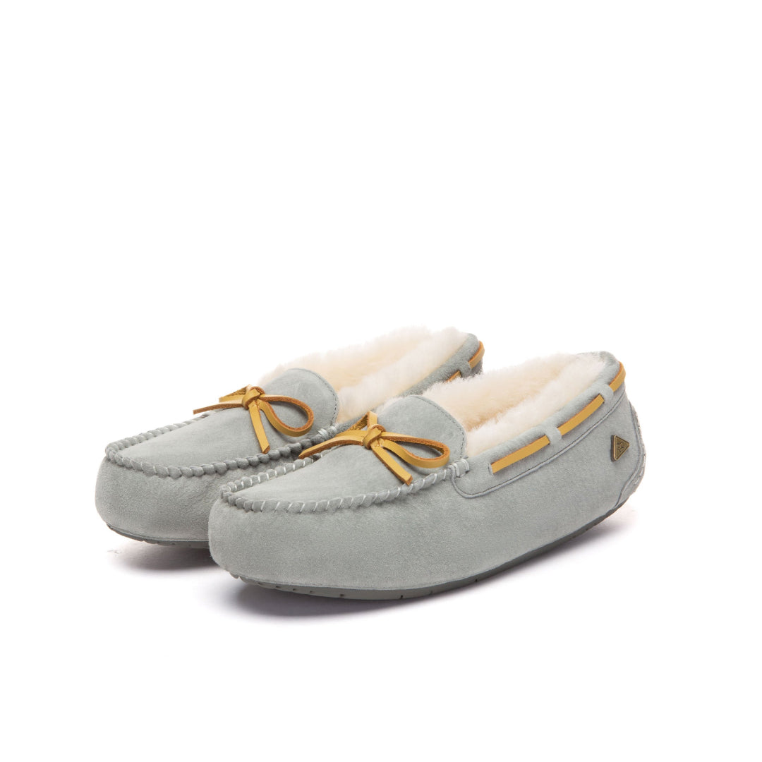 EVERAU Crested Goat Grey Leather Loafers Loafersy Szare
