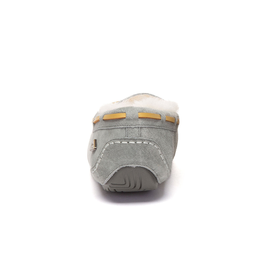 EVERAU Crested Leather Loafers Loafersy Szare