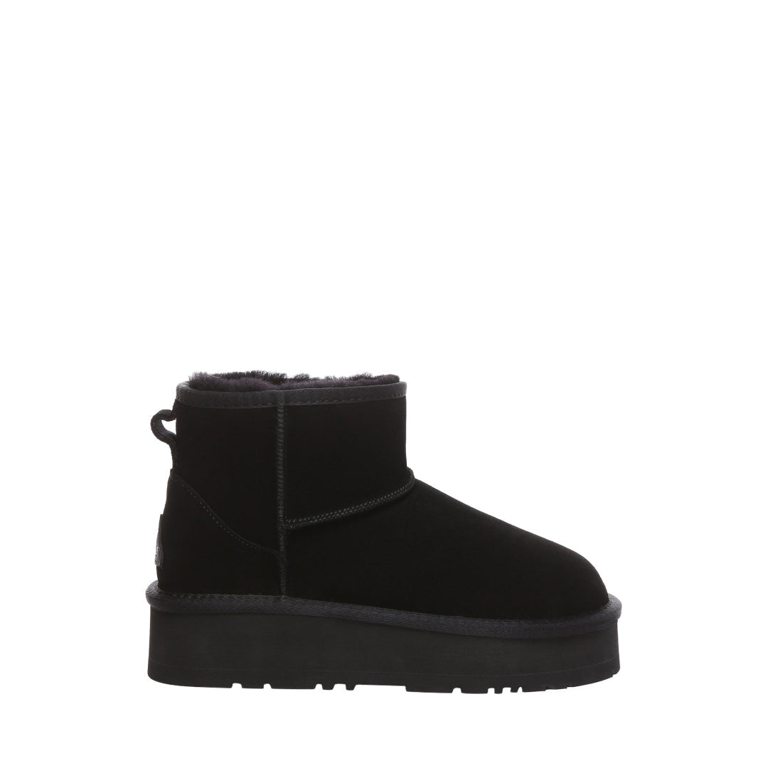 EVERAU Dusky Black Leather Platform Short Boots Botki Czarne
