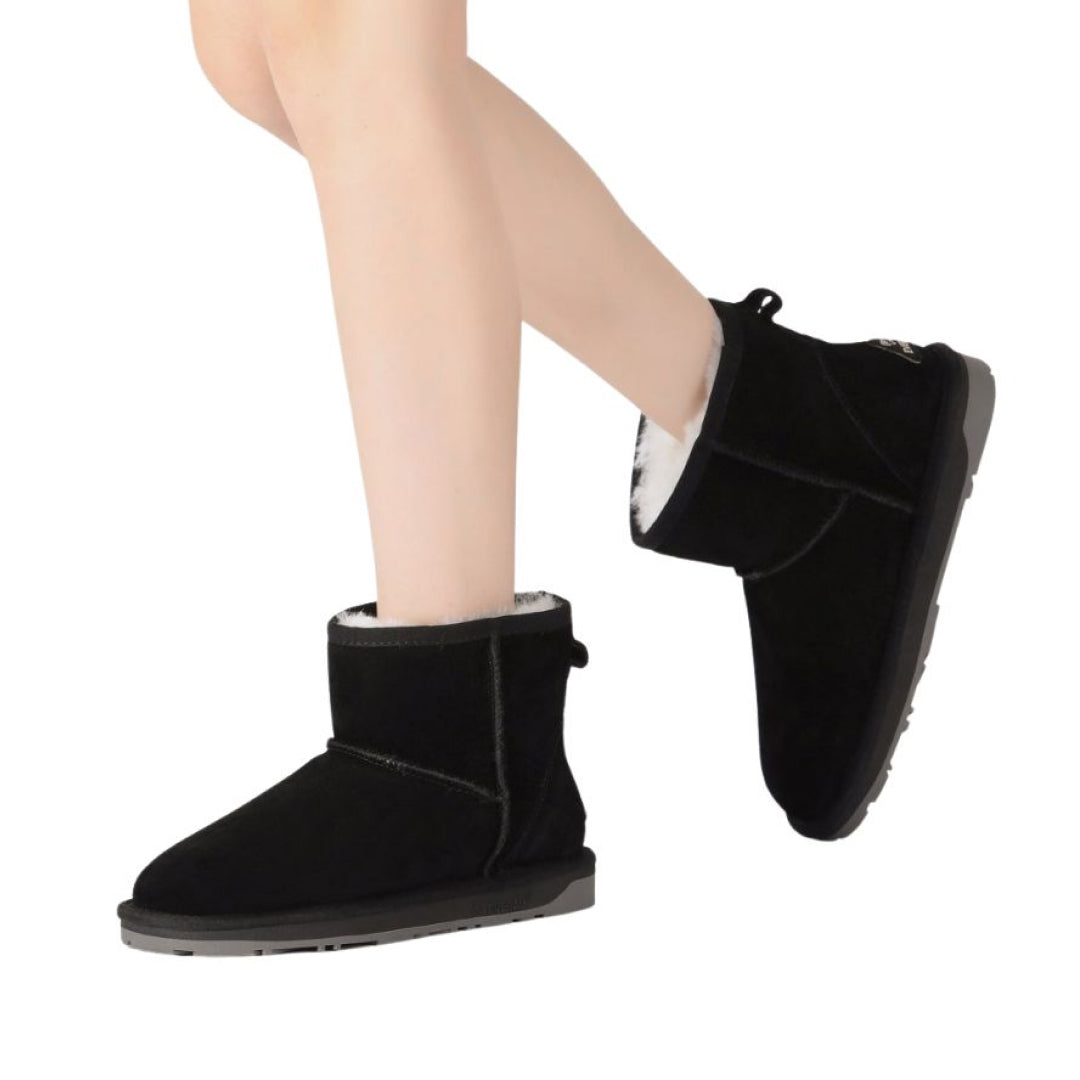 EVERAU Emu Black Mini Classic Boots Botki Czarne