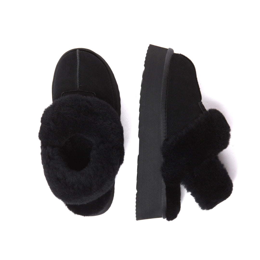 EVERAU Fantail Leather Slippers With Two Removable Straps Kapcie Czarne