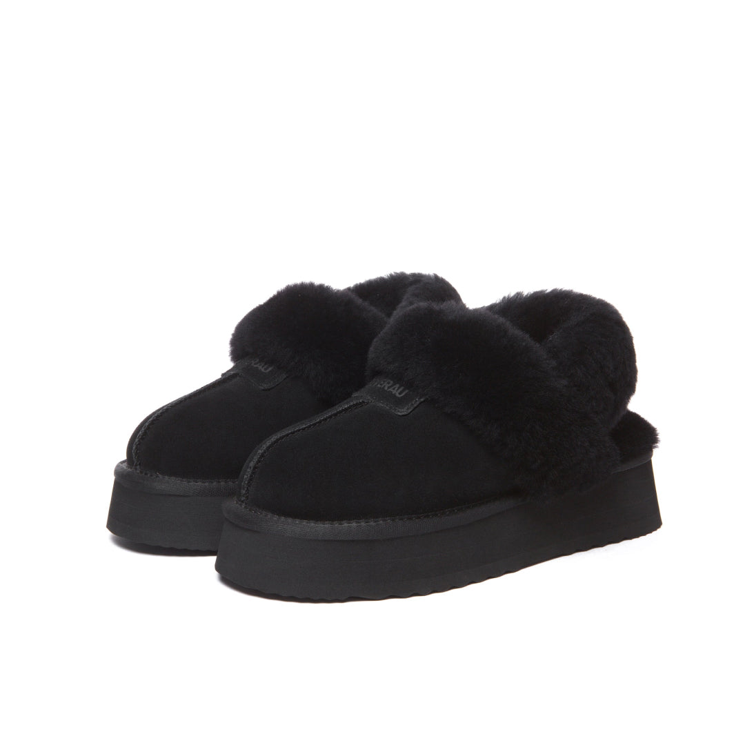 EVERAU Fantail Leather Slippers With Two Removable Straps Kapcie Czarne