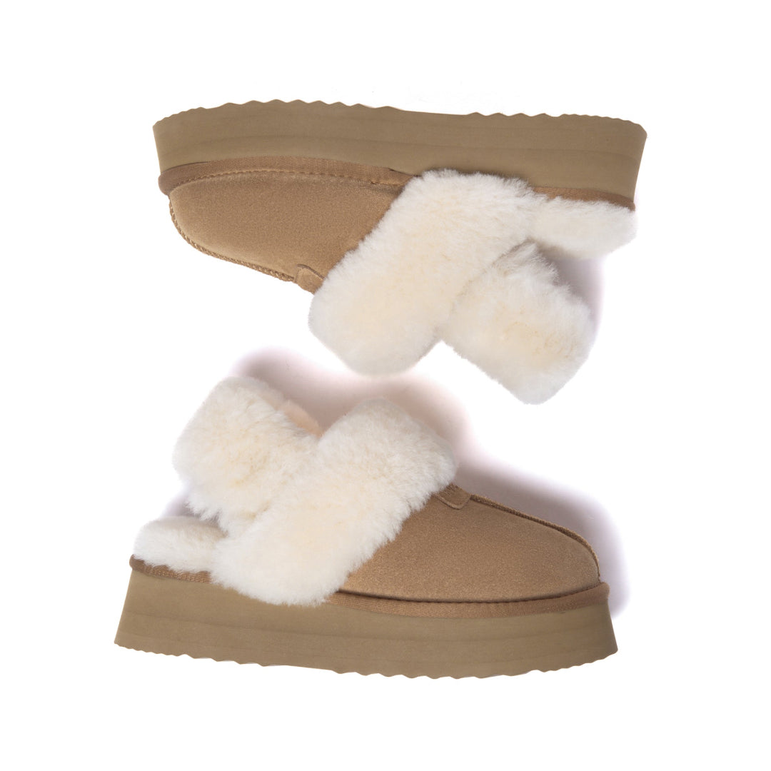 EVERAU Fantail Leather Slippers With Two Removable Straps Kapcie Brązowe