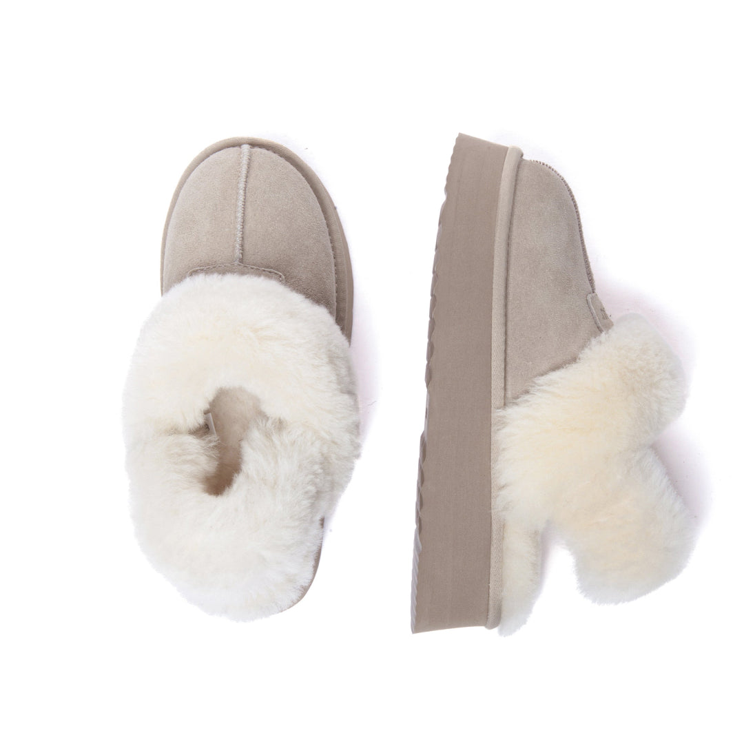 EVERAU Fantail Leather Slippers With Two Removable Straps Kapcie Beżowe