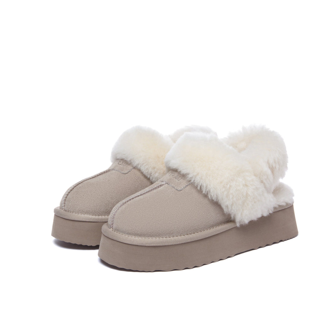 EVERAU Fantail Leather Slippers With Two Removable Straps Kapcie Beżowe