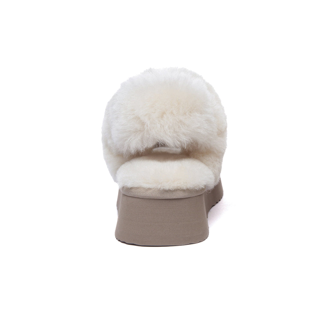 EVERAU Fantail Leather Slippers With Two Removable Straps Kapcie Beżowe