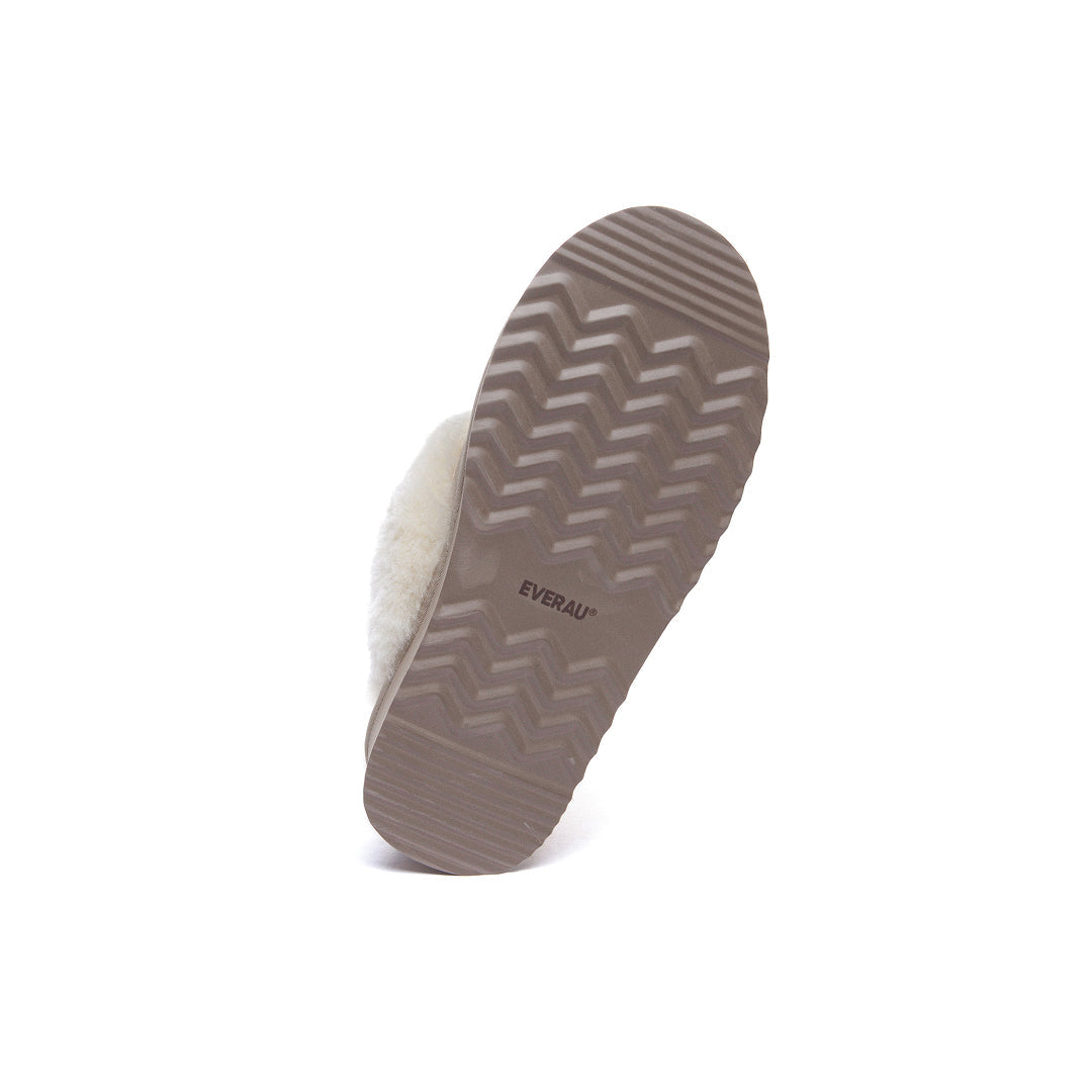 EVERAU Fantail Leather Slippers With Two Removable Straps Kapcie Beżowe