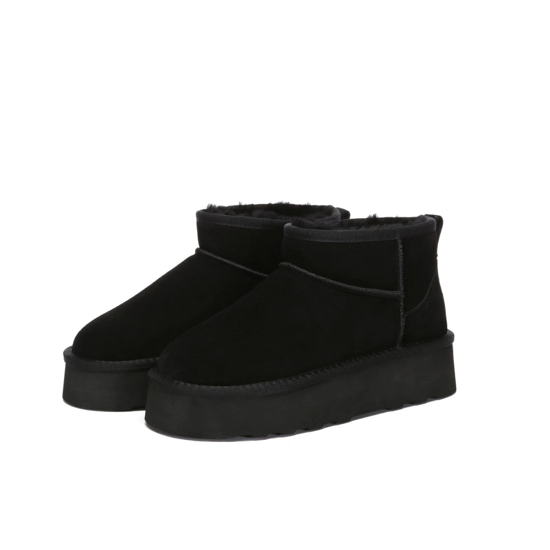 EVERAU Heron Black Ultra Mini Platform Boots Botki Czarne