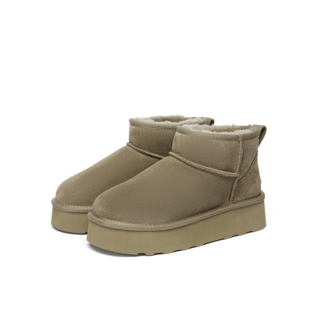EVERAU Heron Caribou Ultra Mini Platform Boots Botki Zielone