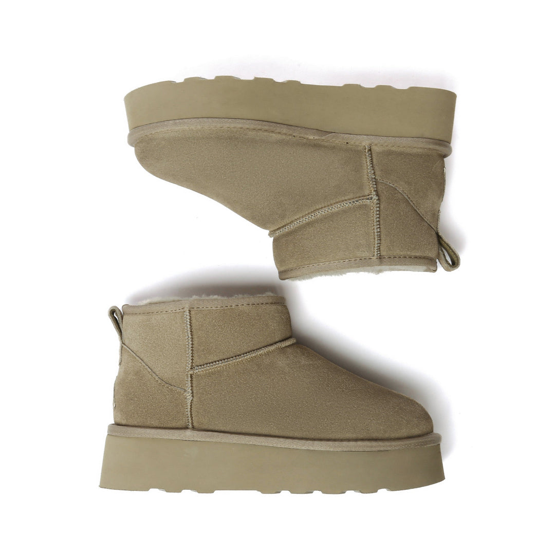 EVERAU Heron Caribou Ultra Mini Platform Boots Botki Zielone